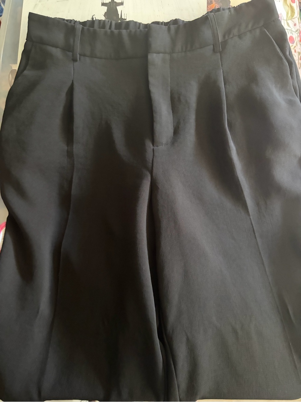 a new day Black Wide Leg Trousers-LONG